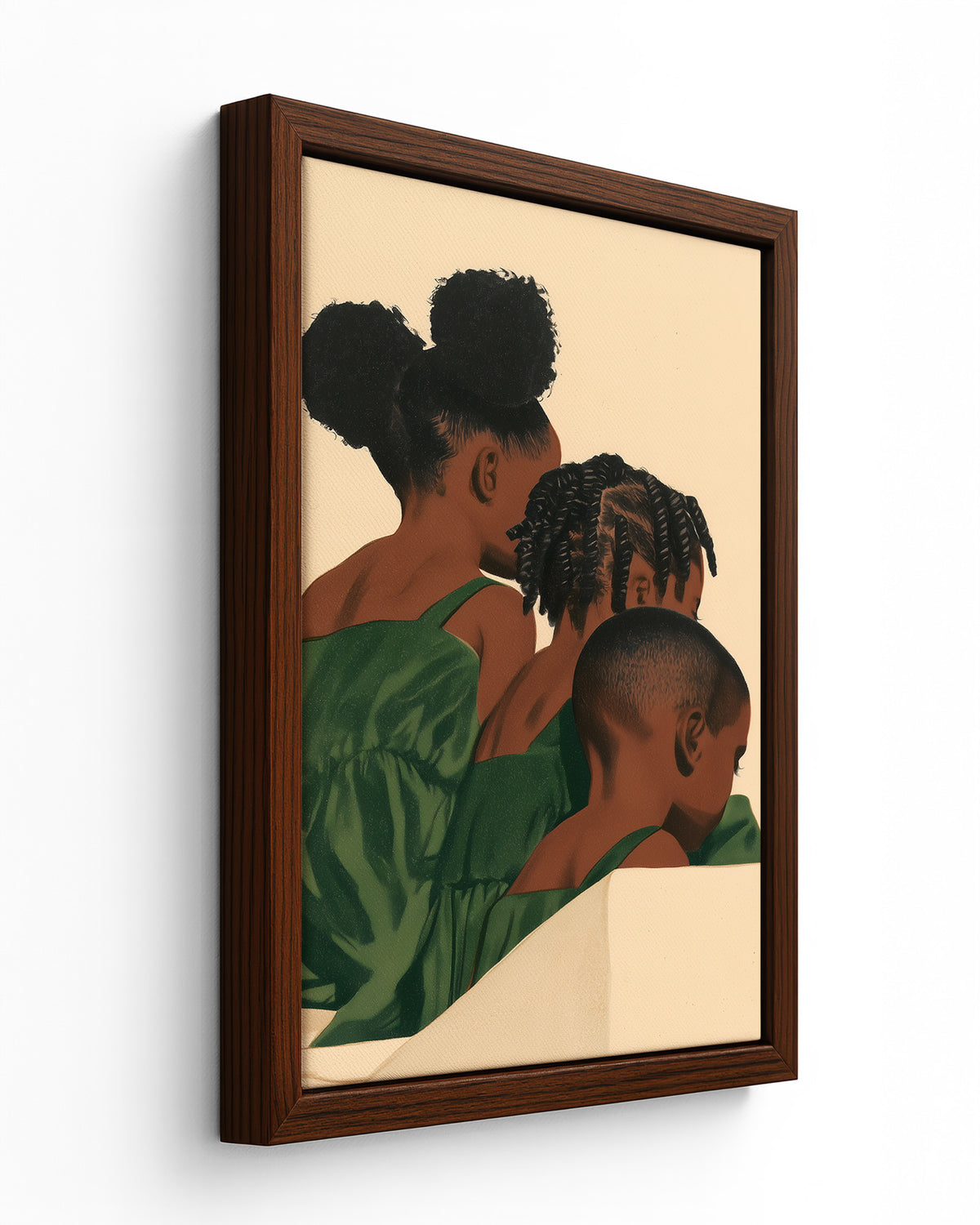 Three in a Row - Dark Wood Framed Canvas