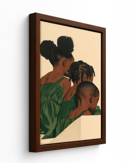 Three in a Row - Dark Wood Framed Canvas