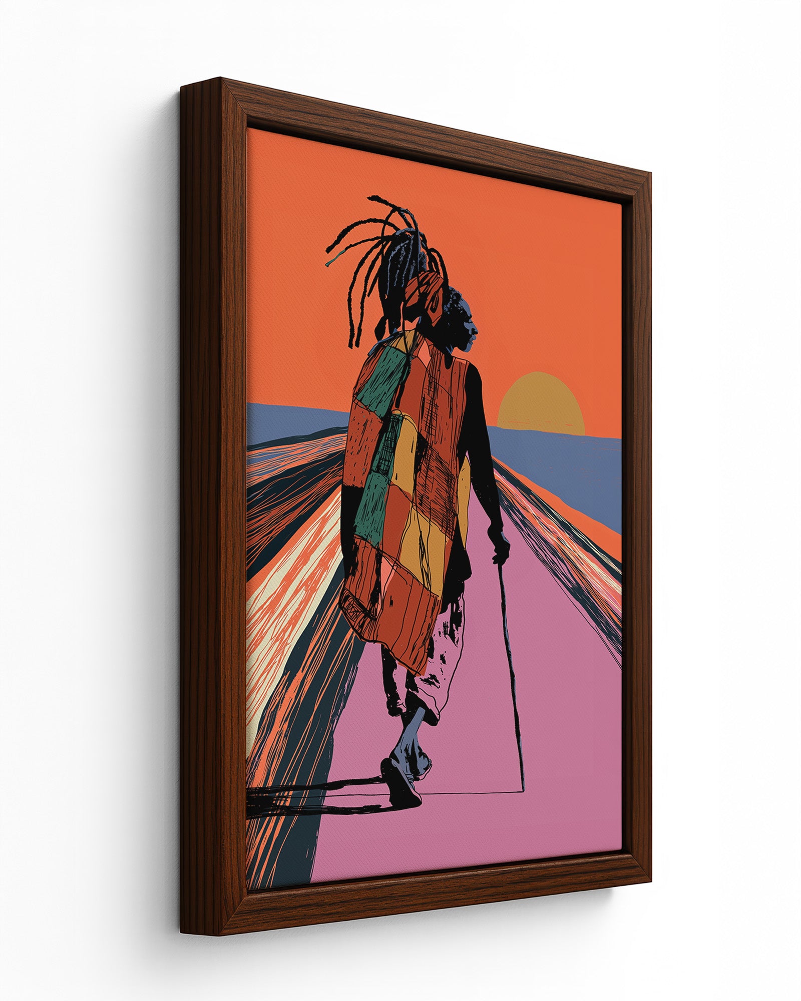 The Long Road Home - Black Framed Canvas