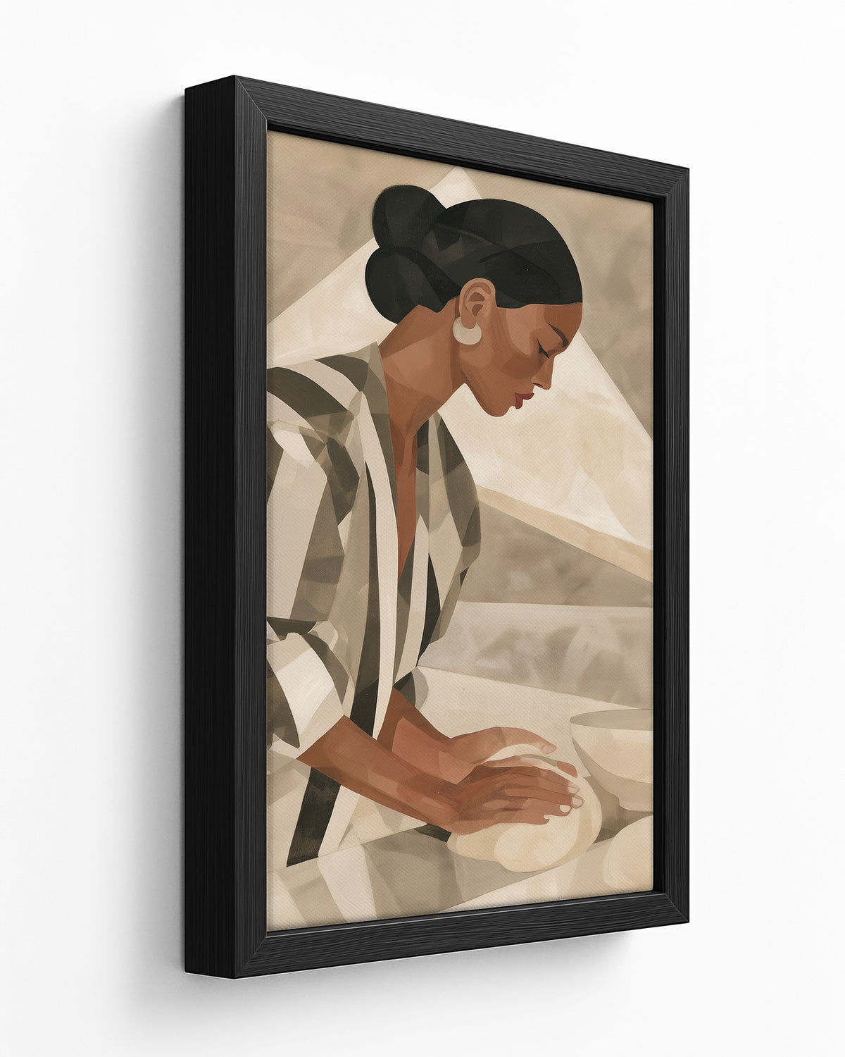 Kneading - Black Framed Canvas