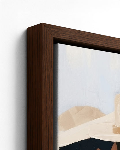 The Back Row - Dark Wood Framed Canvas Detail