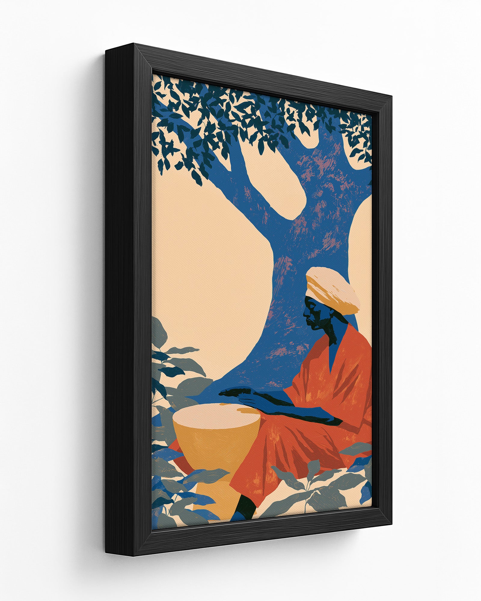 The Drum Keeper - Dark Wood Framed Canvas
