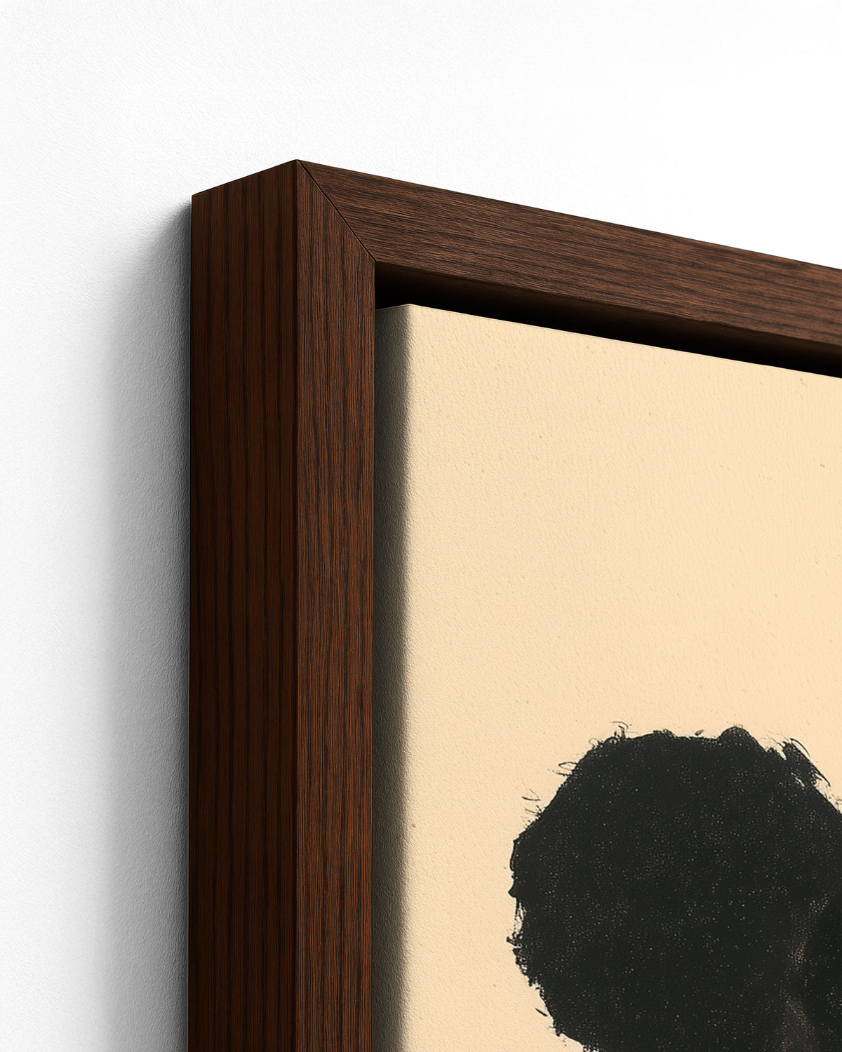 Three in a Row - Dark Wood Framed Canvas Detail