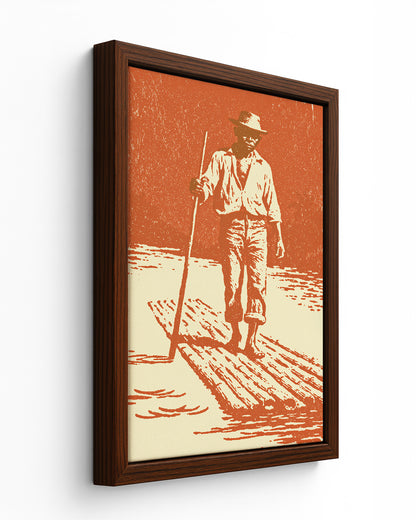 The Raftsman - Black Framed Canvas