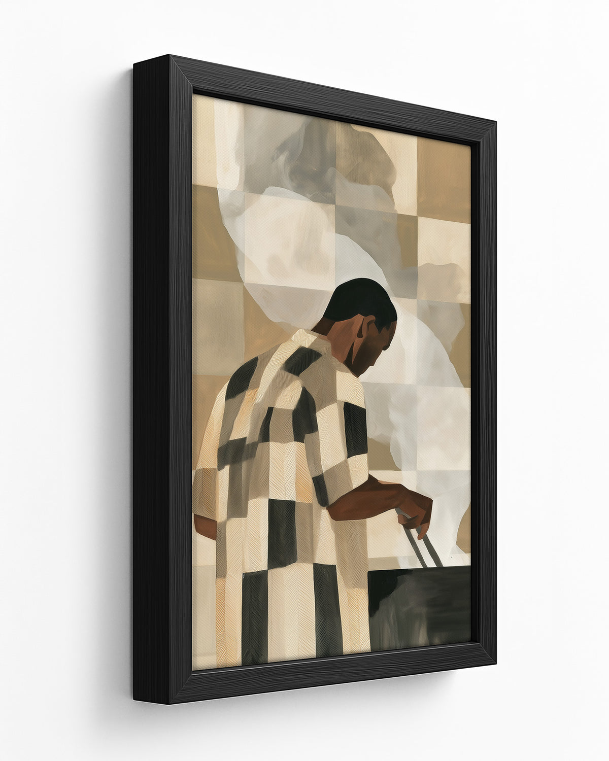 Tending the Coals - Black Framed Canvas