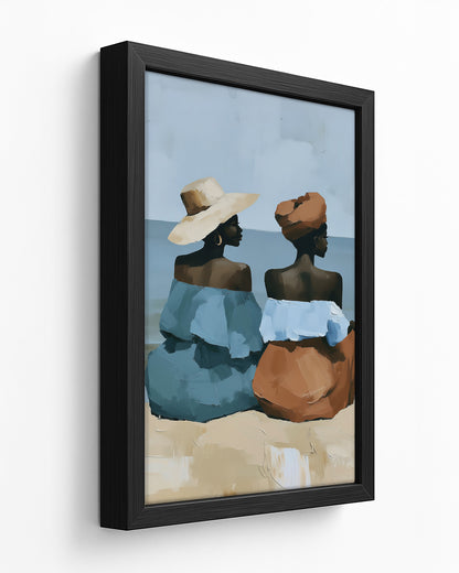 Sister Sea - Dark Wood Framed Canvas