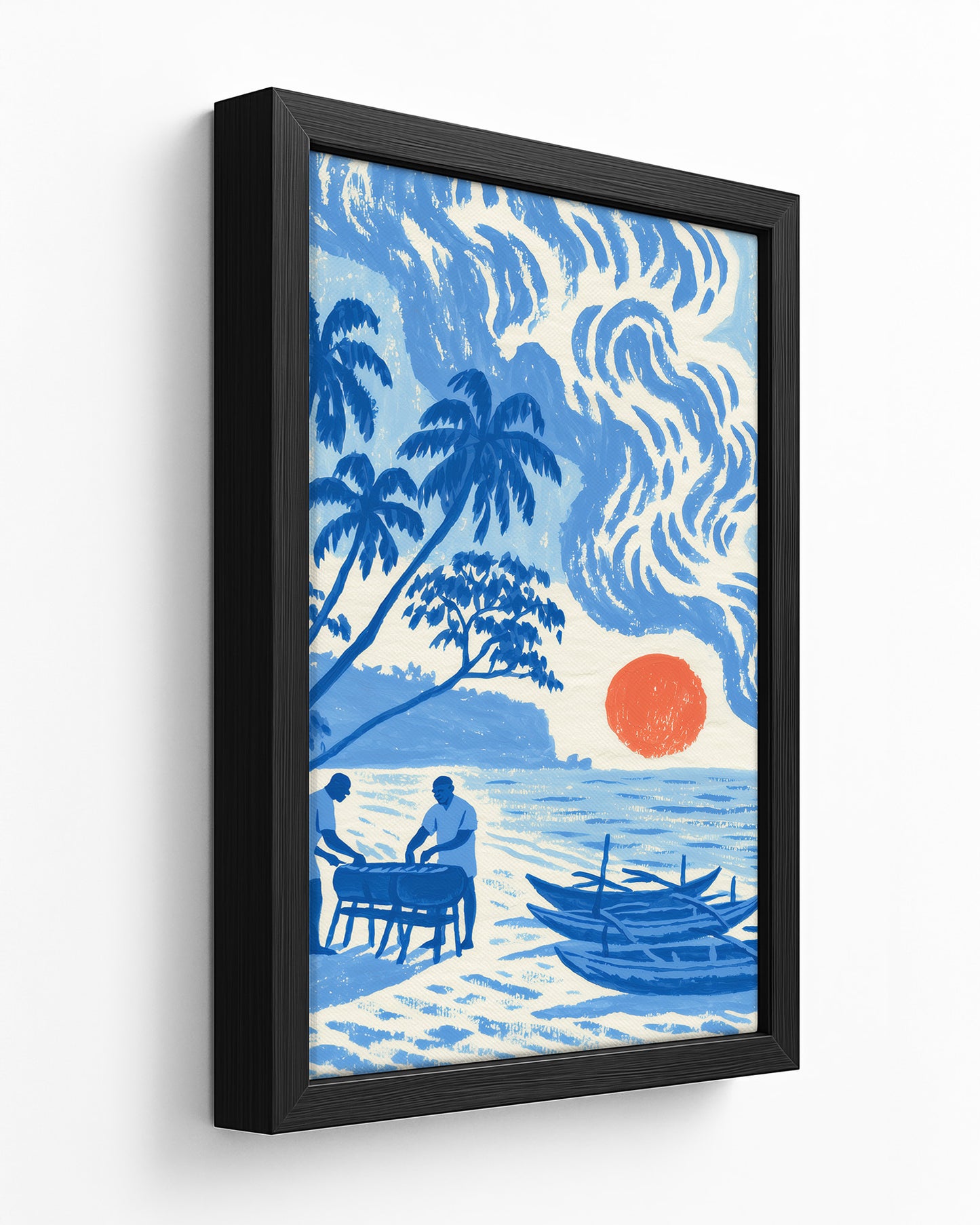 Morning Catch - Dark Wood Framed Canvas
