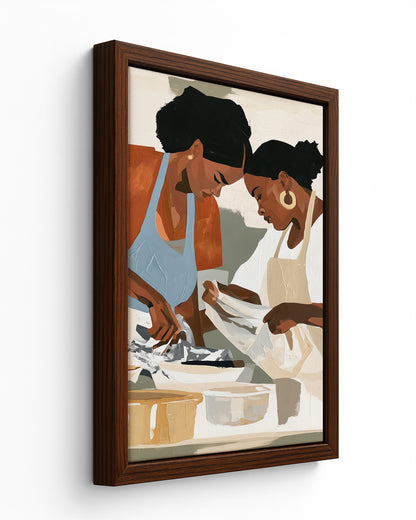 Plates for Home - Dark Wood Framed Canvas