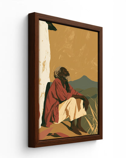 Blue Mountain Morning - Black Framed Canvas