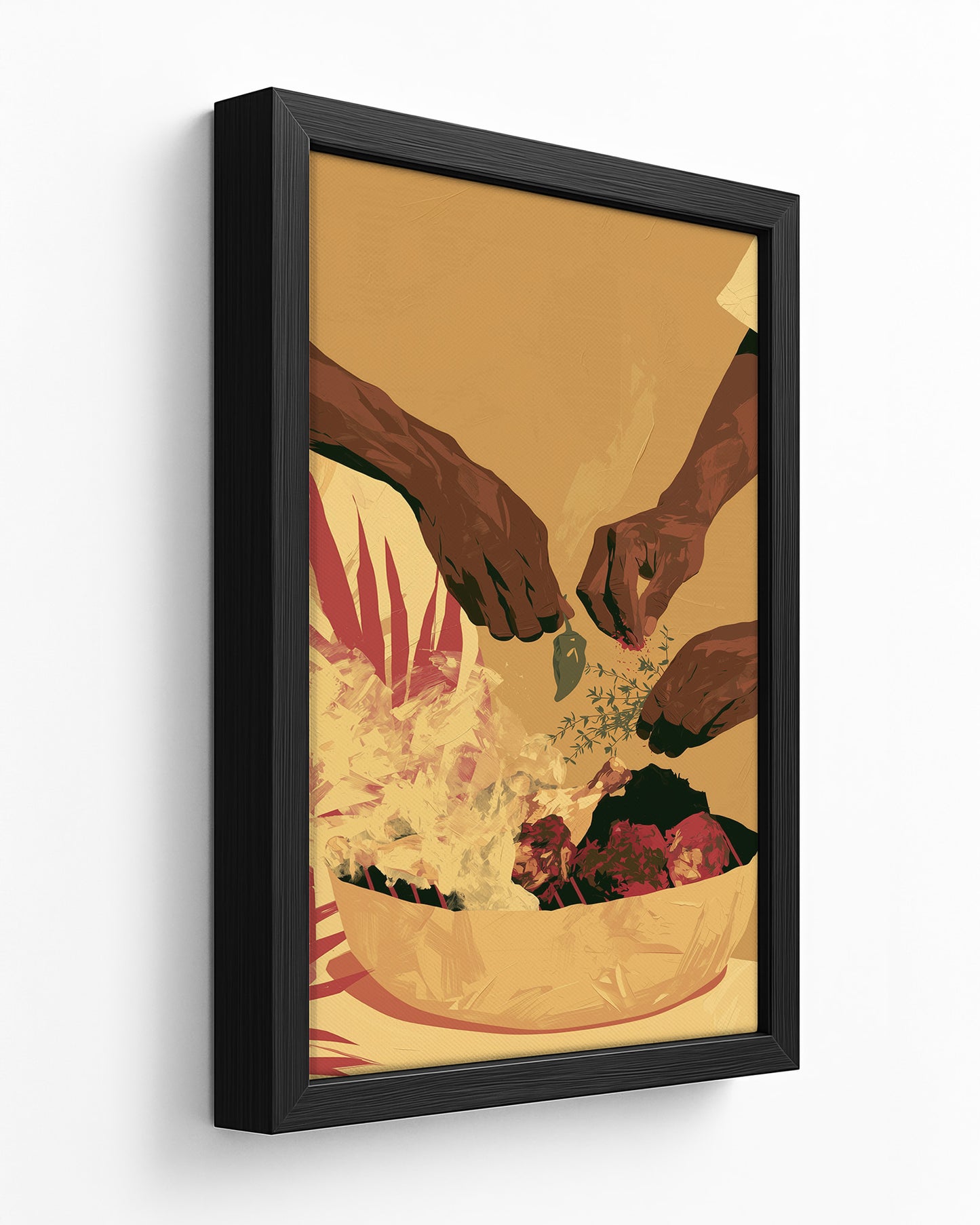 Thyme & Pepper - Dark Wood Framed Canvas