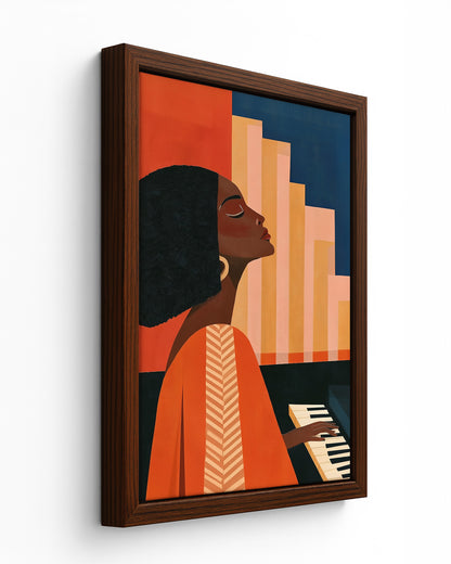 Organist - Dark Wood Framed Canvas