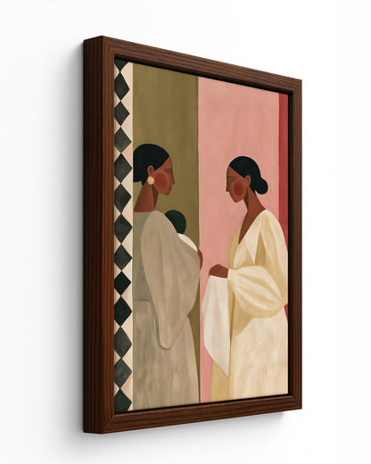 Woman to Woman - Dark Wood Framed Canvas