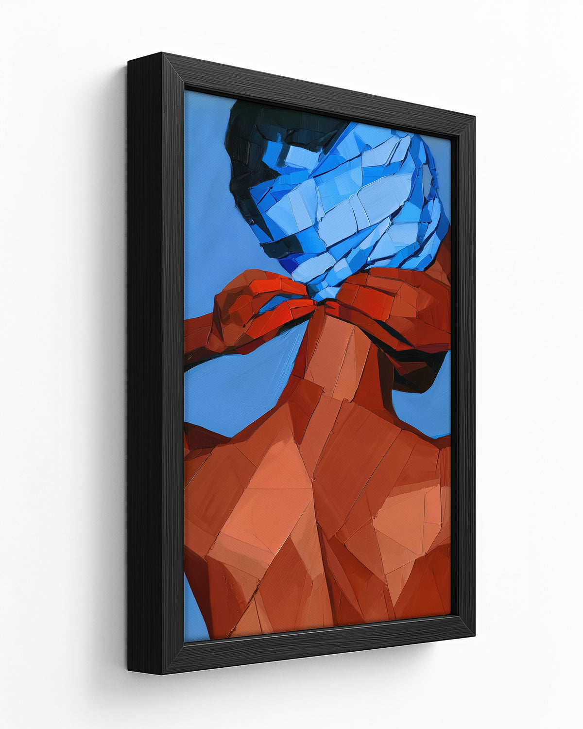 Tied in Blue - Black Framed Canvas