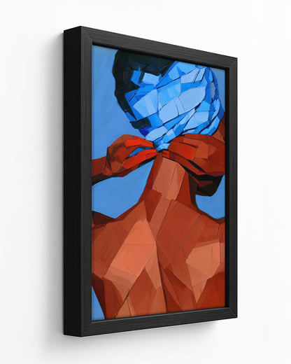 Tied in Blue - Black Framed Canvas