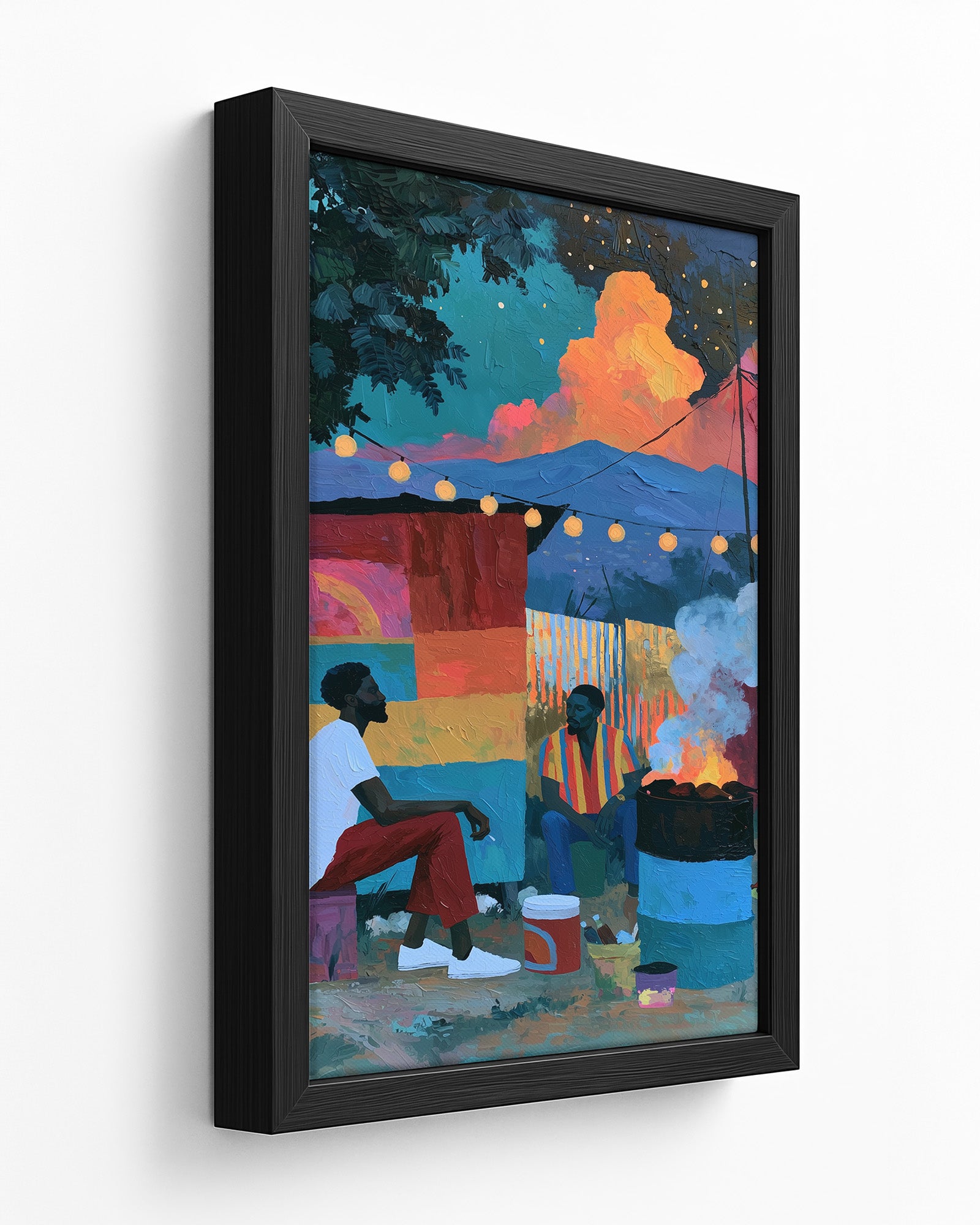 Smoke & Stars - Dark Wood Framed Canvas
