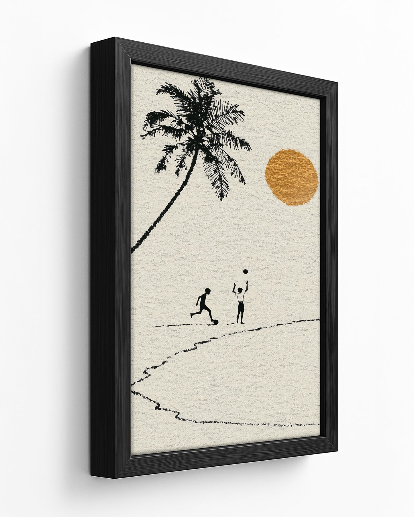 Barefoot Football - Dark Wood Framed Canvas