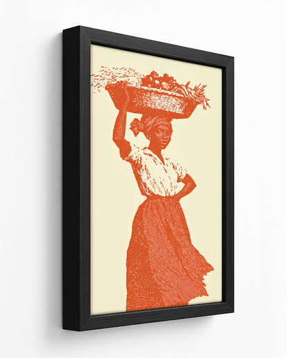 Market Day - Dark Wood Framed Canvas