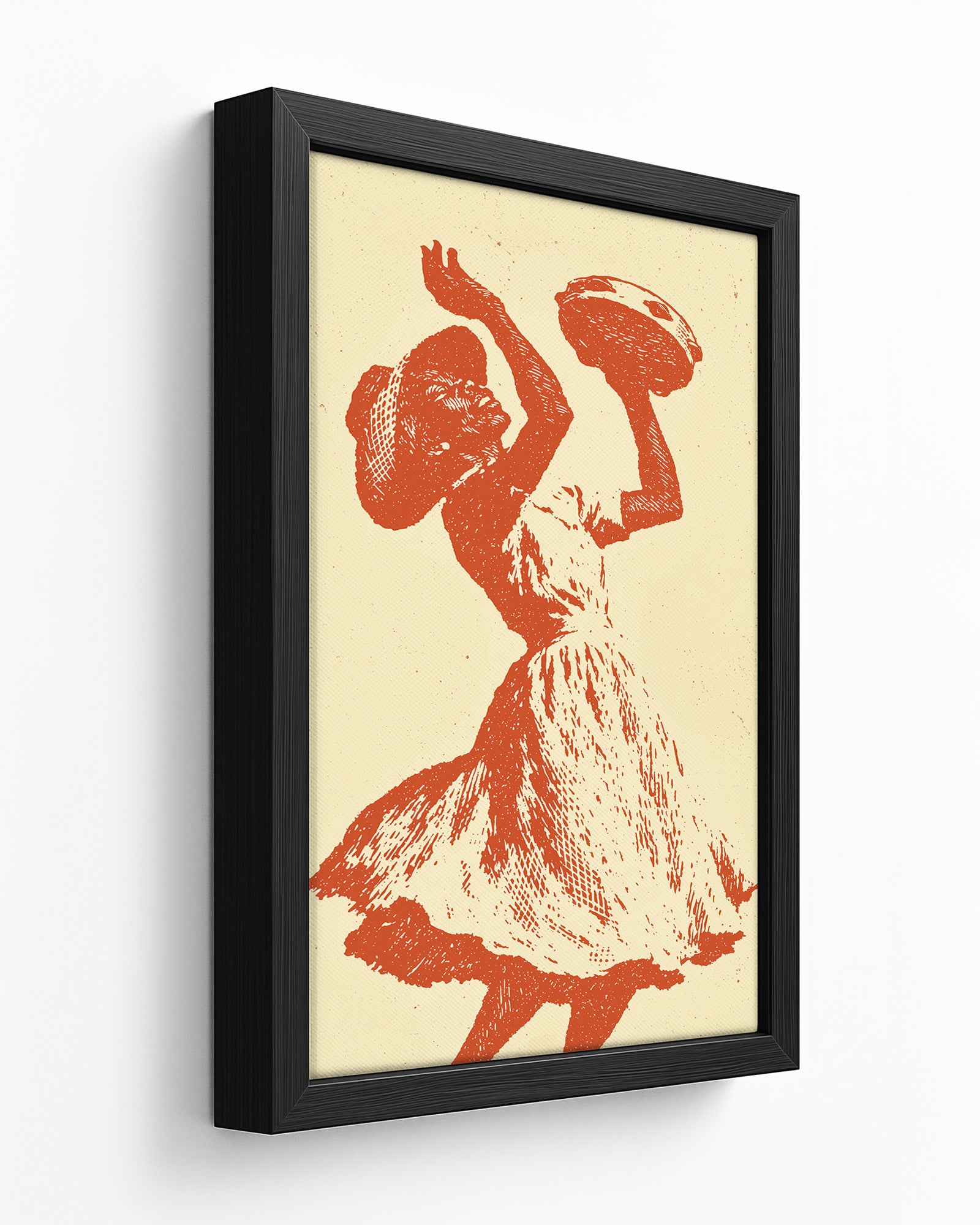 Tambourine - Dark Wood Framed Canvas
