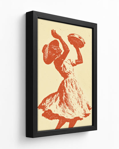 Tambourine - Dark Wood Framed Canvas