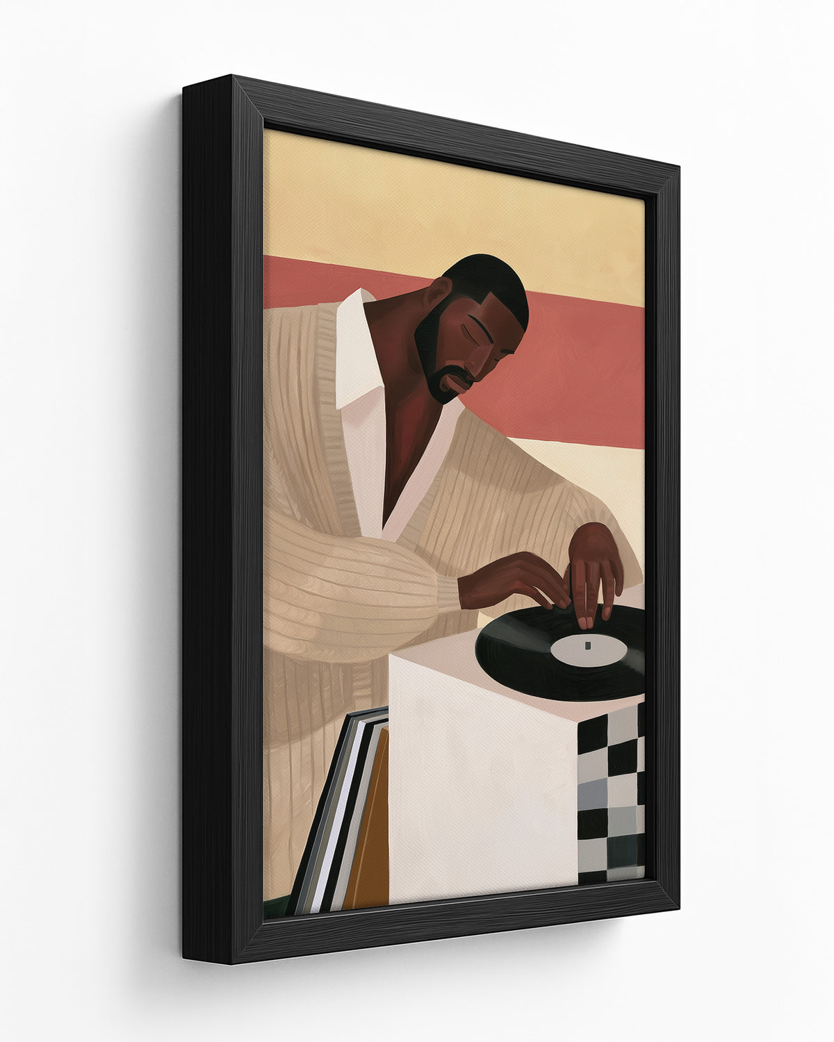 Drop the Needle - Black Framed Canvas