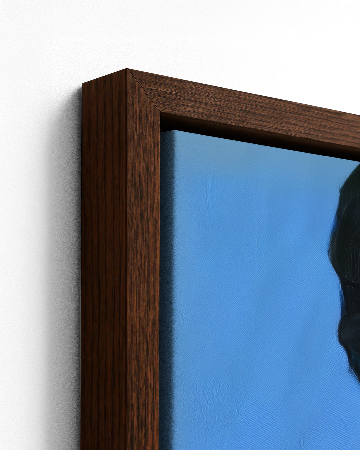Tied in Blue - Dark Wood Framed Canvas Detail