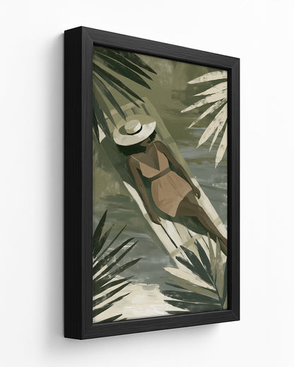 Island Ease - Dark Wood Framed Canvas