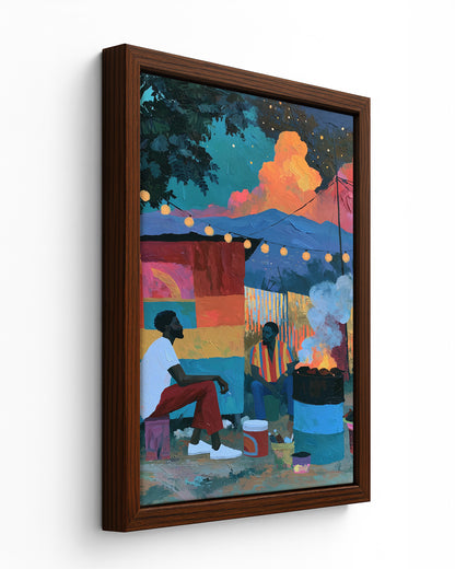 Smoke & Stars - Black Framed Canvas