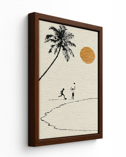 Barefoot Football - Black Framed Canvas