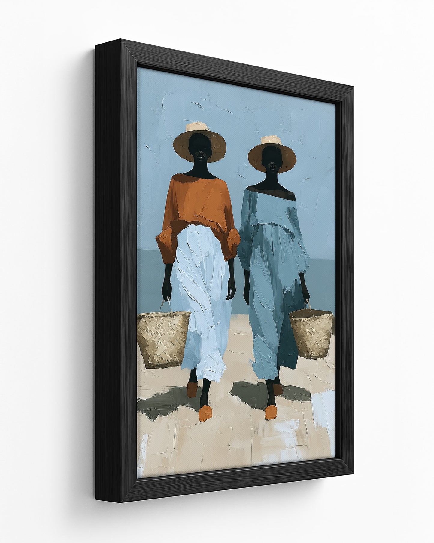 To Market - Dark Wood Framed Canvas