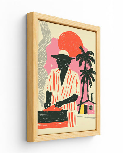 Roadside Fire - Wood Framed Canvas
