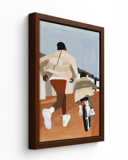 Keeping Up - Dark Wood Framed Canvas