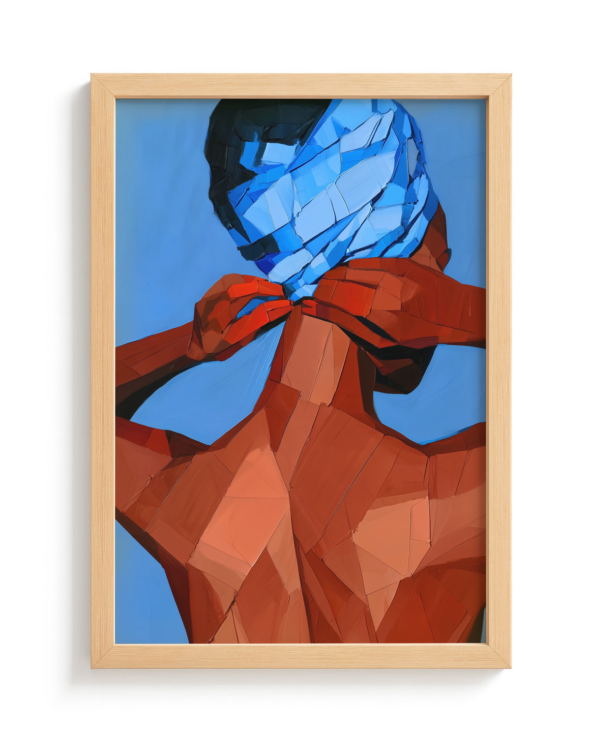 Tied in Blue - Wood Frame