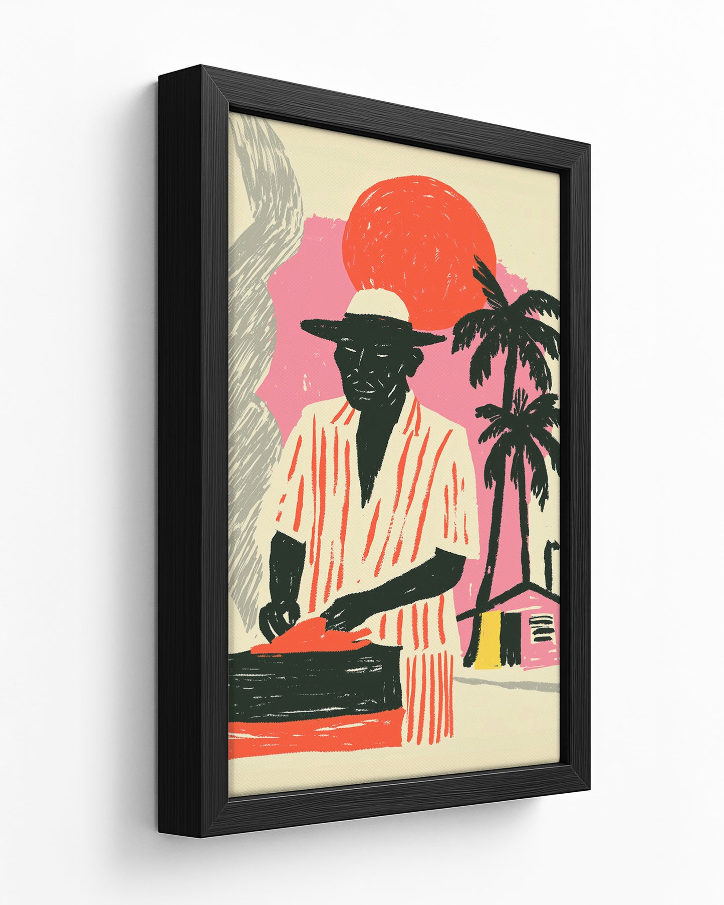 Roadside Fire - Dark Wood Framed Canvas
