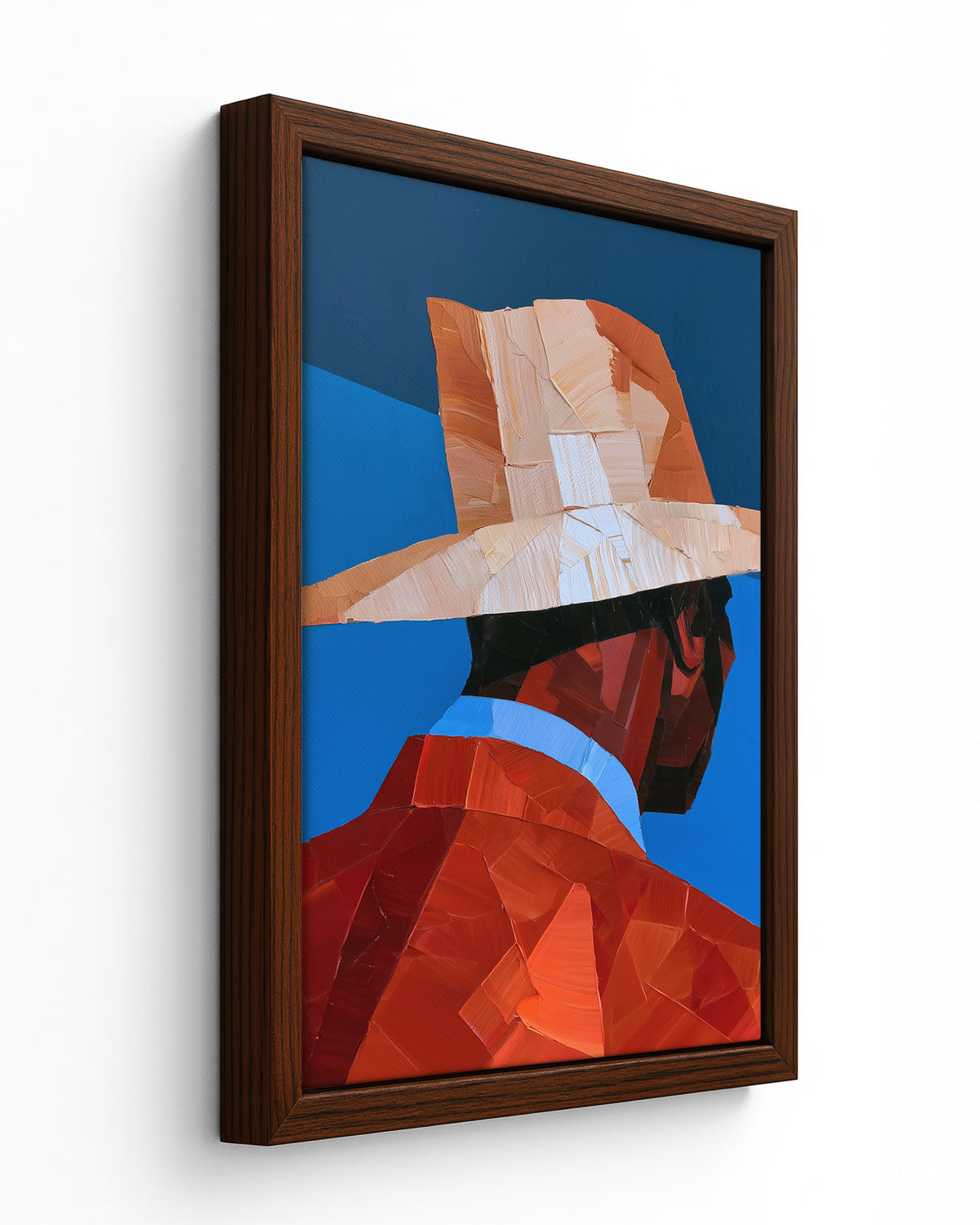 The Hat - Dark Wood Framed Canvas