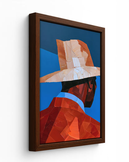 The Hat - Dark Wood Framed Canvas