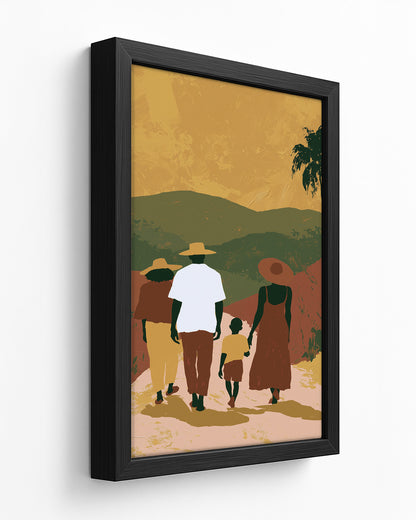 Sunday Walk - Dark Wood Framed Canvas