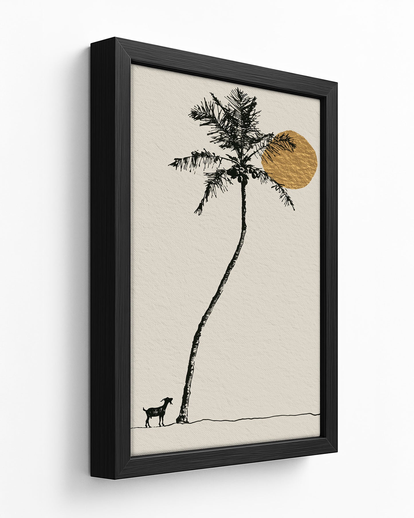 Island Goat - Dark Wood Framed Canvas