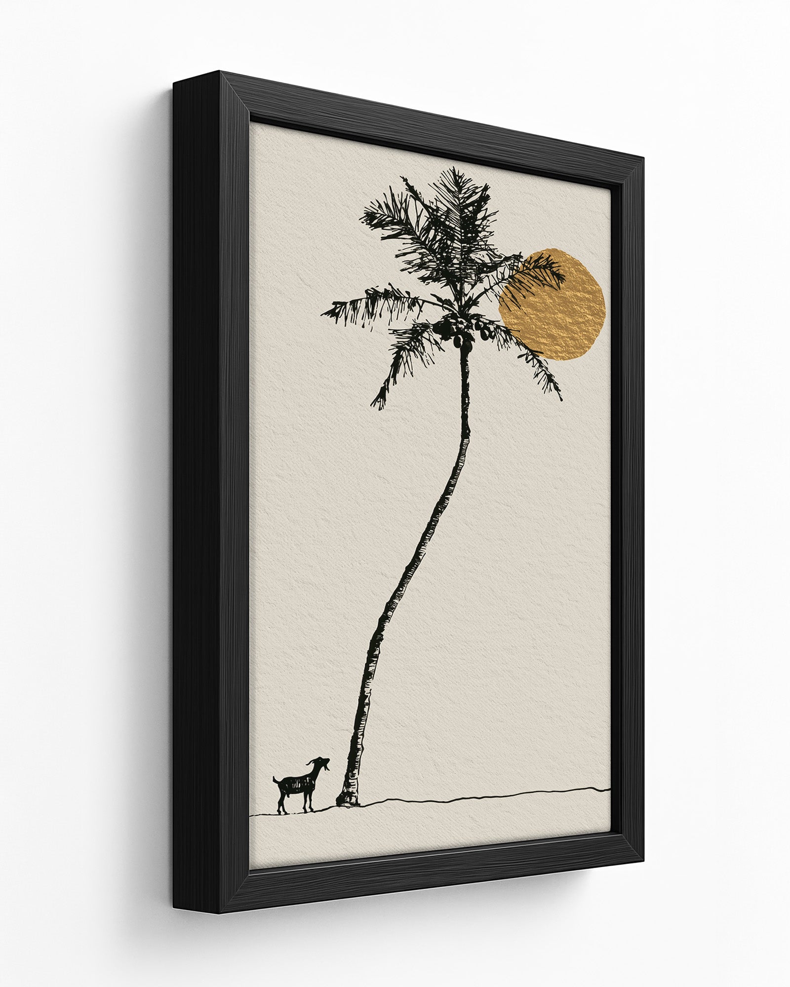 Island Goat - Dark Wood Framed Canvas