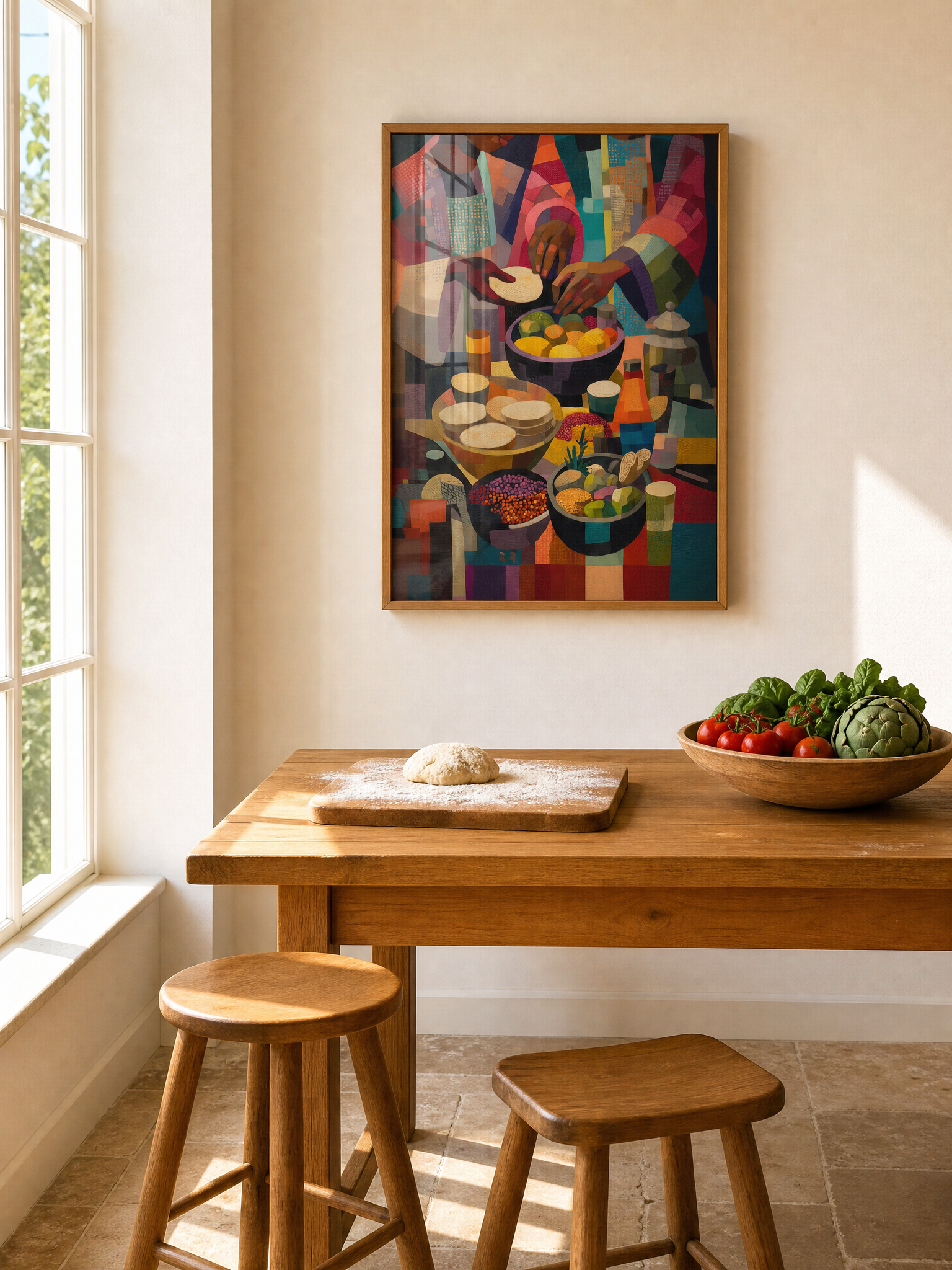 Circle of Nourishment framed art print styled in a room
