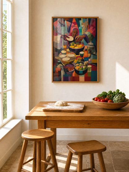 Circle of Nourishment framed art print styled in a room