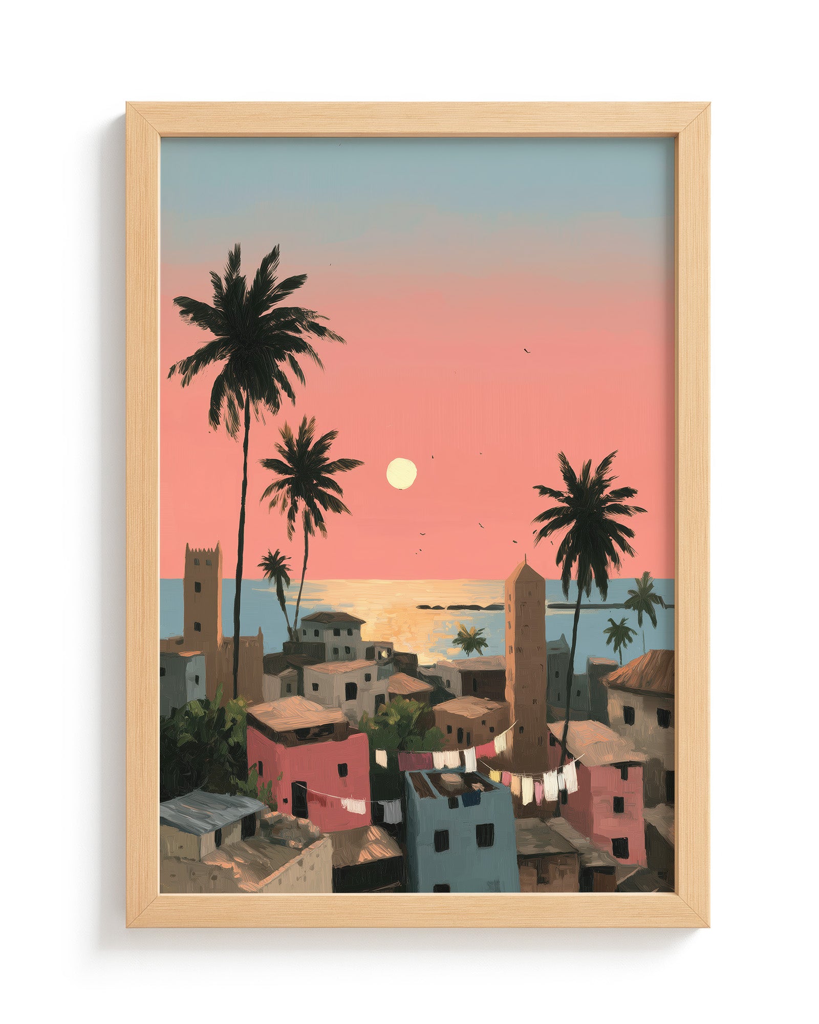 Salted Sunfall Zanzibar art print in a wood frame
