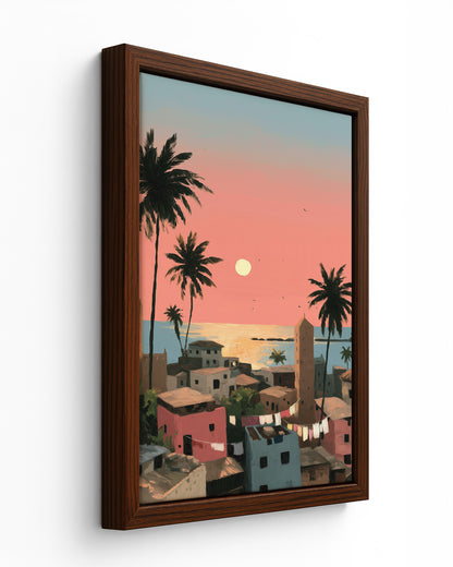 Salted Sunfall black framed canvas
