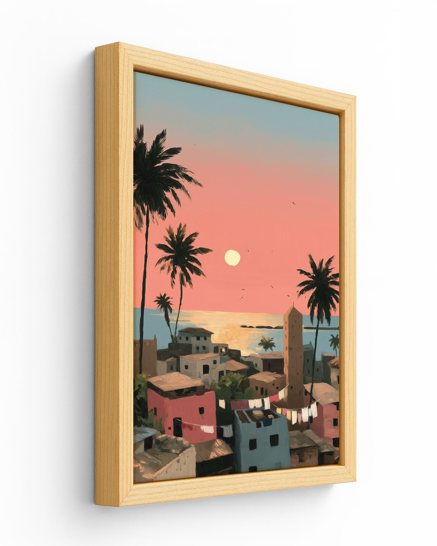 Salted Sunfall wood framed canvas