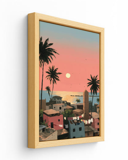 Salted Sunfall wood framed canvas