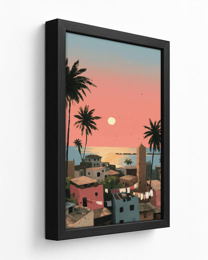 Salted Sunfall dark wood framed canvas