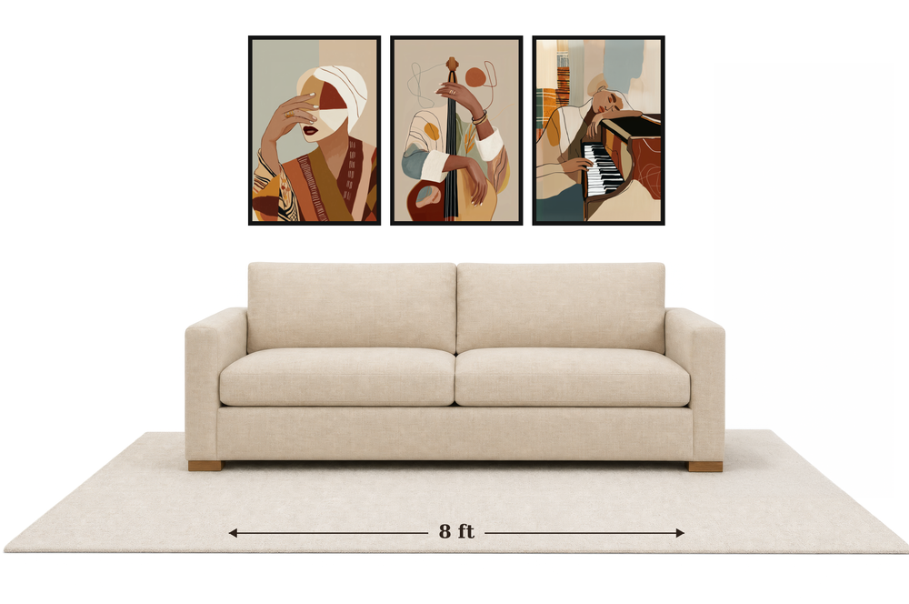 XX Large gallery wall above an 8 ft couch