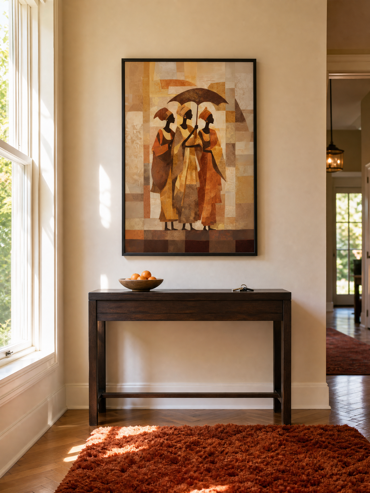 Bronze Sisters framed art print styled in a room