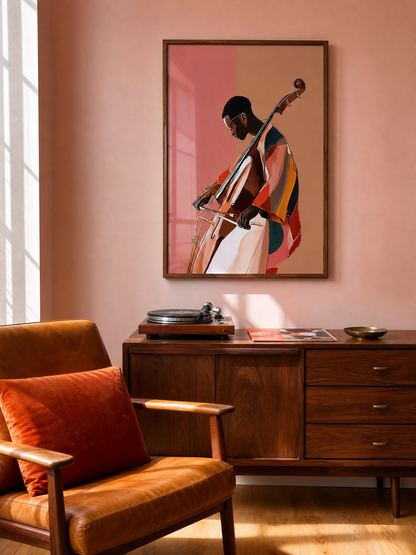 Strings of Ember framed art print styled in a room